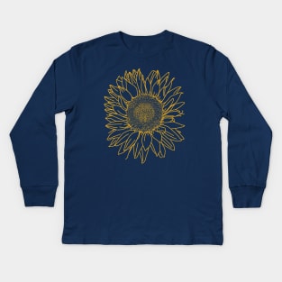 Sunflower Yellow Line Drawing Kids Long Sleeve T-Shirt